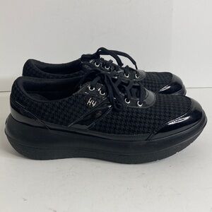 Kybun Aubonne Shoes Womens 41 10 Black Houndstooth Patent Leather Comfy Walking